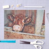 Rustikale Vintag-braune Kuh Altes Landgut Seidenpapier (Handwerk)