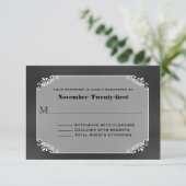 Rustikale Vintag Chalk Board Hochzeitkarte RSVP (Stehend Vorderseite)