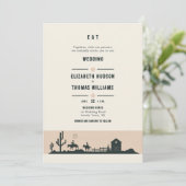 Rustikale Vintag Cowboy Wedding Barn Cactus Desert Einladung (Stehend Vorderseite)