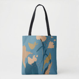 Rustikale Vintag florale Abstrakte Art Blue Tan Th Tasche