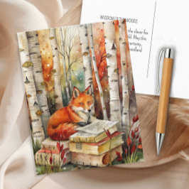 Rustikale Vintag Fox Books Woodland Herbst Postkarte