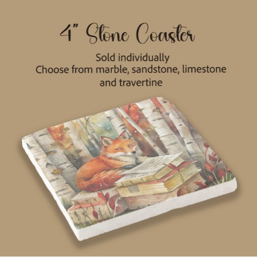 Rustikale Vintag Fox Books Woodland Herbst Steinuntersetzer