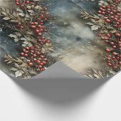 Rustikale Vintag Retro-Klassik Weihnachtspoinsetti Geschenkpapier (Ecke)