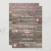 Rustikale Vintag-rosa Schmetterlingshochzeit Einladung (Vorne/Hinten)