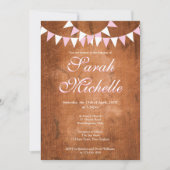 Rustikale Vintag rosa Taufe Christening Einladung (Vorderseite)