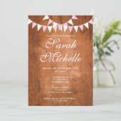 Rustikale Vintag rosa Taufe Christening Einladung (Stehend Vorderseite)