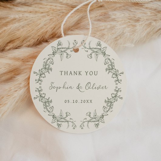 Rustikale Vintag Sage Floral Frame Wedding Geschenkanhänger