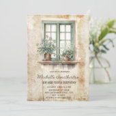 Rustikale Vintag Sage Green Blätter 100. Geburtsta Einladung (Stehend Vorderseite)