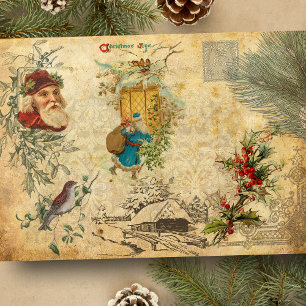 Rustikale Vintage Alte Welt Weihnachten mit Pinien Seidenpapier