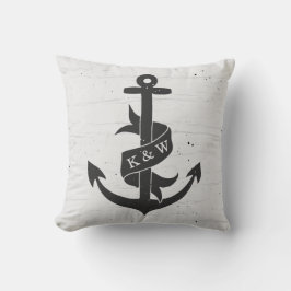 Rustikale Vintage Anchor Monogram Pillow Kissen