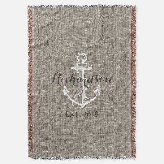 Rustikale Vintage Ankerhochzeit Decke (Vorderseite Vertikal)
