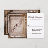 Rustikale Vintage antikbraun Rahmen Hochzeit RSVP (Vorne/Hinten)