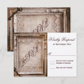 Rustikale Vintage antikbraun Rahmen Hochzeit RSVP Karte (Vorne/Hinten)