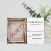 Rustikale Vintage antikbraun Rahmen Hochzeit RSVP Karte (Stehend Vorderseite)