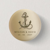 Rustikale Vintage antike Ankerhochzeit Button (Vorderseite)