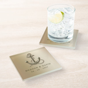 Rustikale Vintage antike Hochzeit Ro Glasuntersetzer