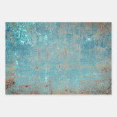 Rustikale Vintage Aquamarin-braune Grunge Textur Geschenkpapier Set (Vorderseite 2)