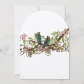 Rustikale Vintage Aquamarine Bird Pink Bloom Wedit Einladung (Vorderseite)