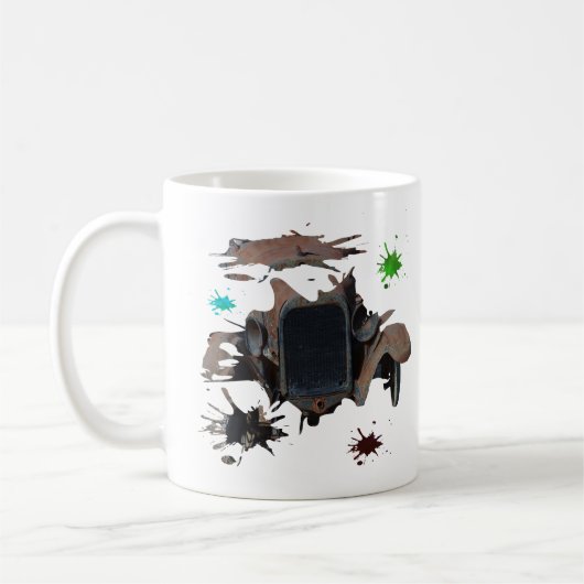 Rustikale Vintage-Auto-Grunge-Kunst, Kaffeetasse (Links)