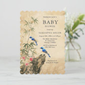 Rustikale Vintage Babydusche Einladung (Stehend Vorderseite)