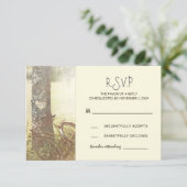 rustikale Vintage Baum- und Fahrradhochzeit RSVP (Stehend Vorderseite)