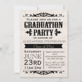 Rustikale Vintage Beige Graduierungspartei Einladu Einladung (Vorderseite)