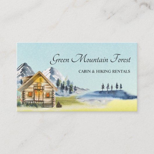 Rustikale Vintage Berghütte Lodge Visitenkarte (Vorderseite)