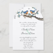 Rustikale Vintage Bluebirds Hochzeitseinladungen Einladung (Vorderseite)