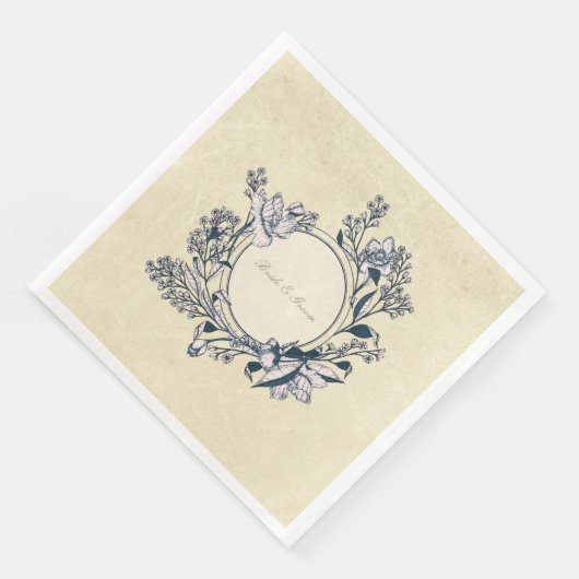 Rustikale Vintage Blume Blumenblossom Hochzeit Serviette (Ecke)