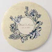 Rustikale Vintage Blume Blumenhochzeit Button (Vorderseite)