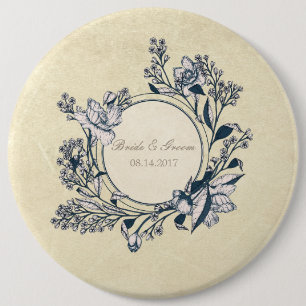 Rustikale Vintage Blume Blumenhochzeit Button
