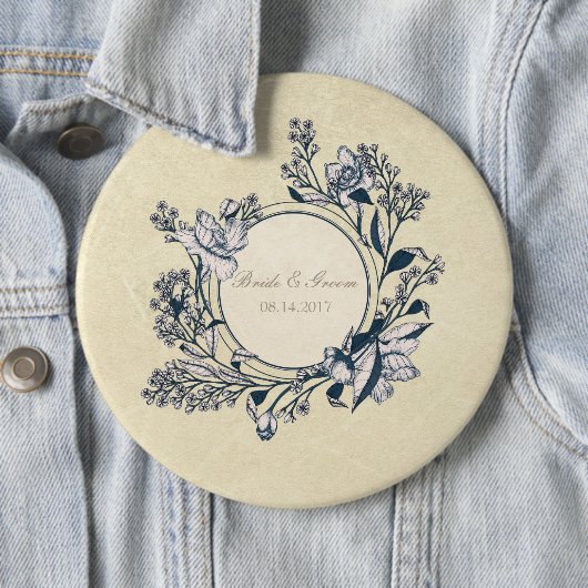 Rustikale Vintage Blume Blumenhochzeit Button (Beispiel)