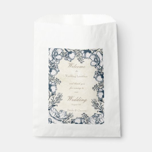 Rustikale Vintage Blume Blumenhochzeit Geschenktütchen (Vorderseite)