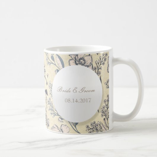 Rustikale Vintage Blume Blumenhochzeit Kaffeetasse (Rechts)