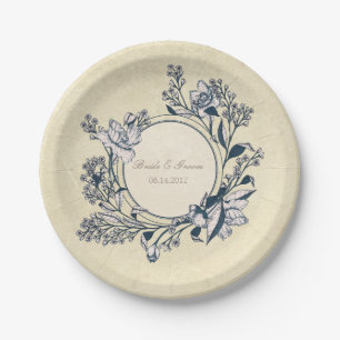 Rustikale Vintage Blume Blumenhochzeit Pappteller
