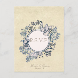 Rustikale Vintage Blume Blumenhochzeit RSVP Einladungspostkarte
