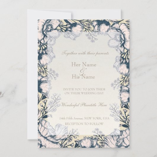 Rustikale Vintage Blume Blumenzwiebeleinladung Einladung (Vorderseite)