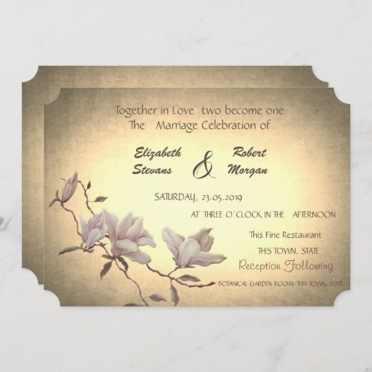 Rustikale Vintage Blume, Einladung zur Hochzeit vo (Vorne/Hinten)