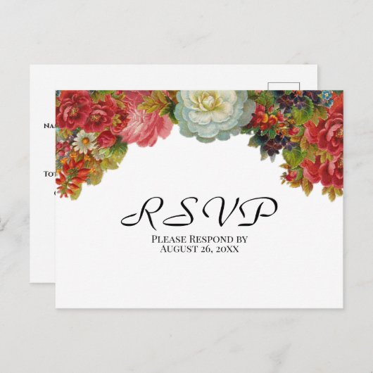 Rustikale Vintage Blume Herbsthochzeit RSVP Postkarte (Vorne/Hinten)