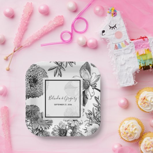 Rustikale Vintage Blume Hochzeit Pappteller (Party)