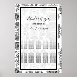 Rustikale Vintage Blume Hochzeitsdiagramm Poster