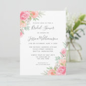 Rustikale Vintage Blume Rosa Koralle Brautparty Einladung (Stehend Vorderseite)