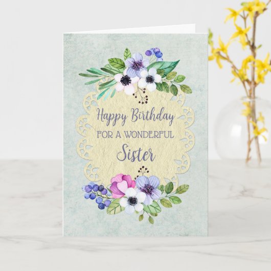 Rustikale Vintage Blume Schwester Geburtstag Karte (Gelbe Blume)