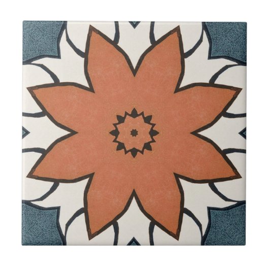 Rustikale vintage Blumen Geometric Fliese (Vorderseite)
