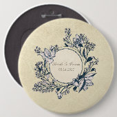 Rustikale Vintage-Blumen-Hochzeit Button (Vorne & Hinten)