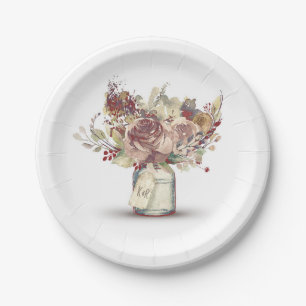 Rustikale Vintage-Blumen-Mason-Jar-Hochzeit Pappteller