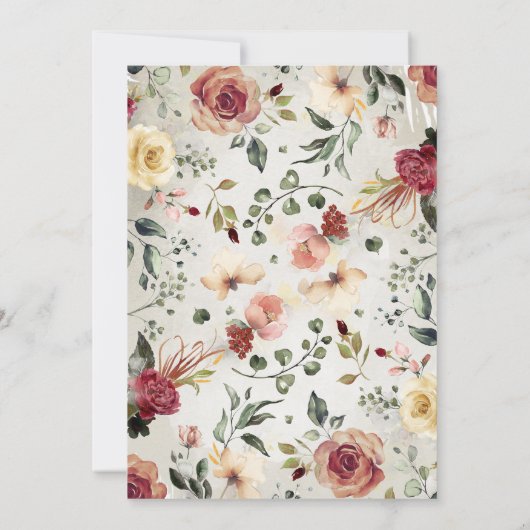 Rustikale Vintage Blumendusche Einladungen (Rückseite)