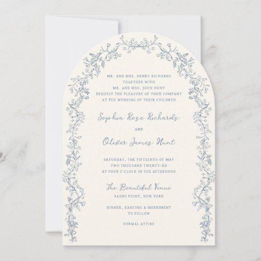 Rustikale Vintage Blumenstrasse Einladung (Vorderseite)