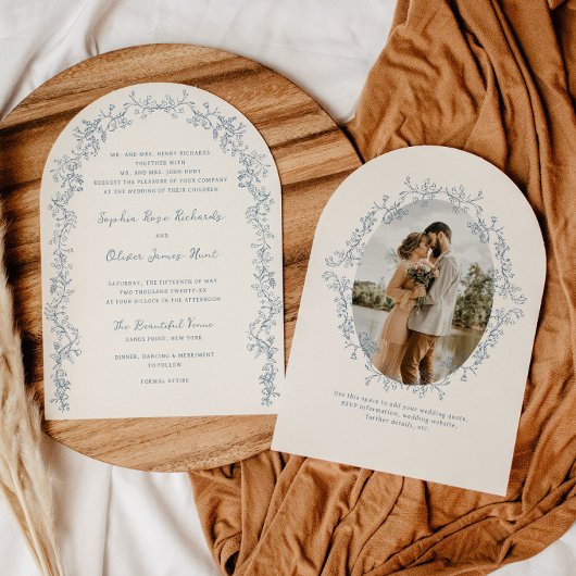 Rustikale Vintage Blumenstrasse Einladung