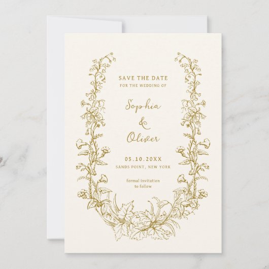 Rustikale Vintage Blumenstrauß Save The Date (Vorderseite)